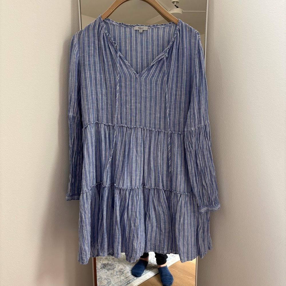 Rails Blue Striped V-Neck Dress